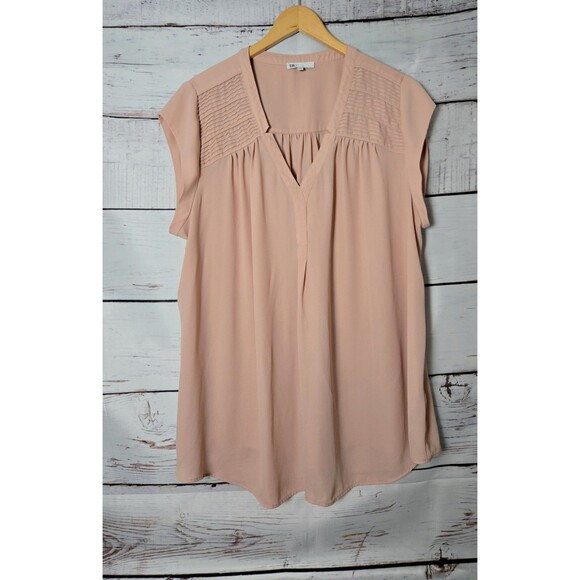 DR2 ​Womens Top Size 3X Dusty Rose Cap Sleeve Flowy V-Neck Work Office Casual - Picture 1 of 6